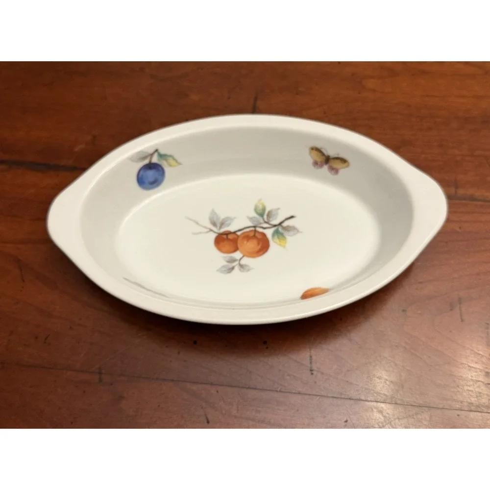 Vintage Andrea by Sadek Fruit Pattern Oval Baking Dish Oven to Table 7651